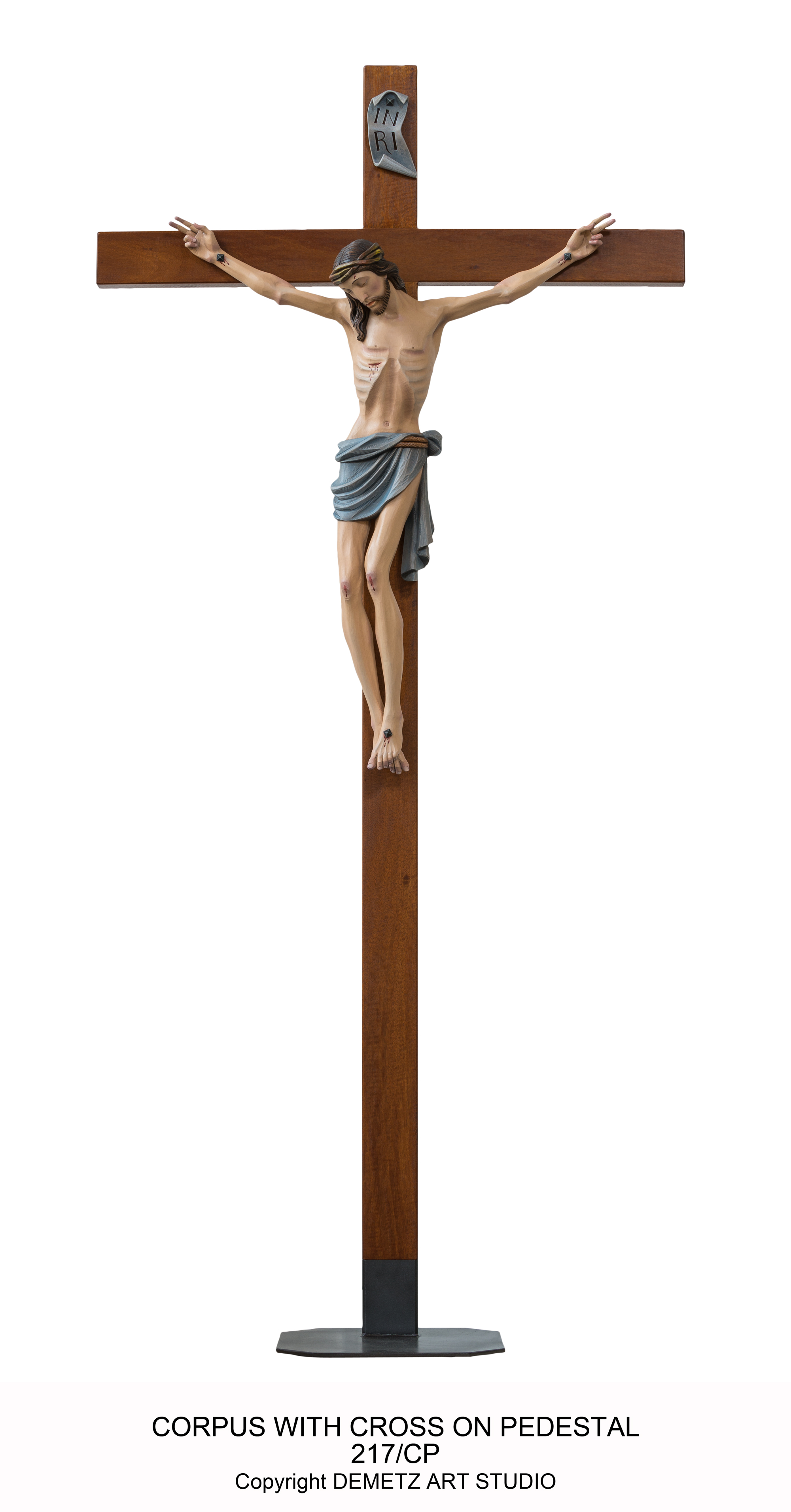 Cross With Pedestal 30" Corpus Linden Wood