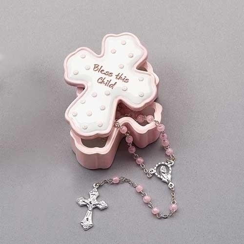 Baptism Rosary Box with Rosary Girl