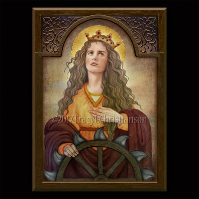 Gift Set Plaque and Holy Card St. Catherine of Alexandria