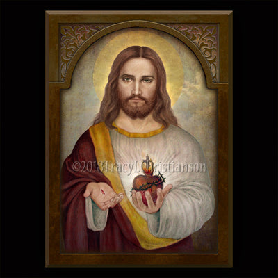 Gift Set Plaque and Holy Card Sacred Heart of Jesus