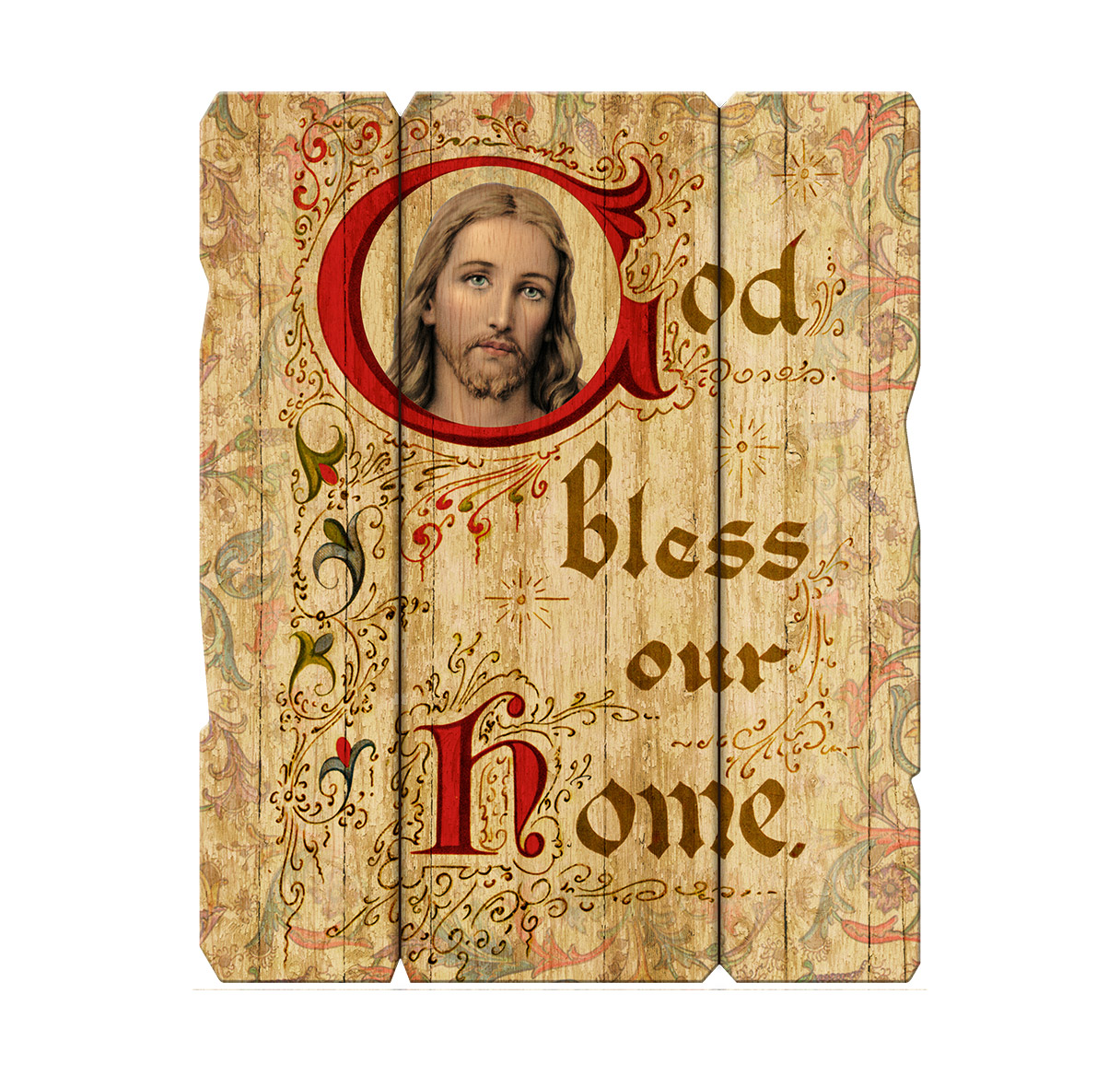 Plaque God Bless Our Home 7.5 x 9 inch Wood