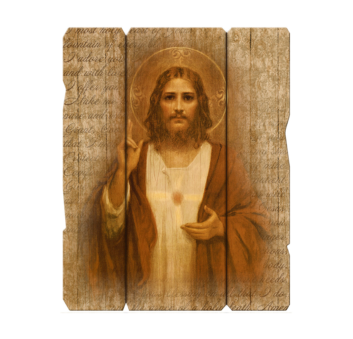 Plaque Sacred Heart of Jesus 11.25 x 14 inch Wood