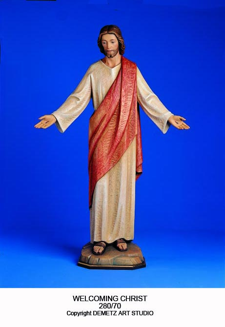 Statue Welcoming Christ 72" Linden Wood