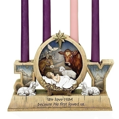 Advent Candle Holder Babe in Manger