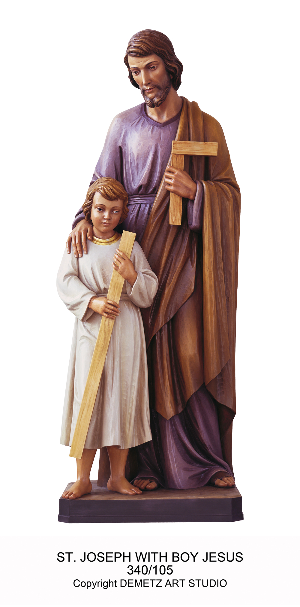 Statue St. Joseph With Jesus (Boy) 24" Linden Wood