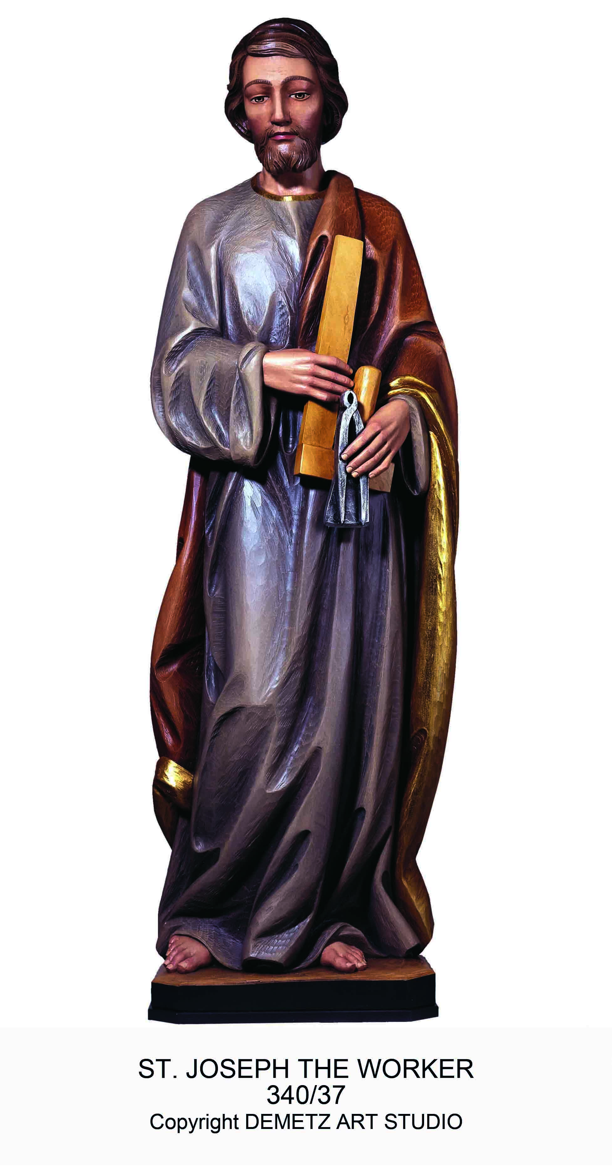 Statue St. Joseph The Worker 30" Linden Wood