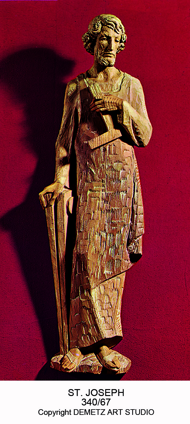 Statue St.Joseph  - 3/4 Relief 42" Linden Wood