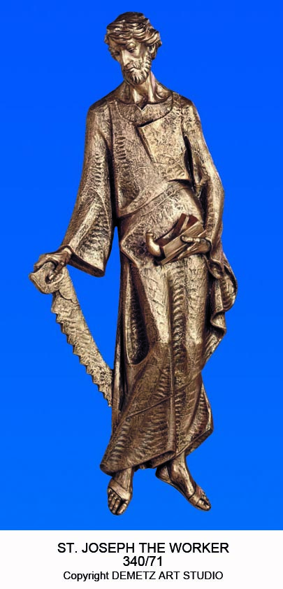 Statue St.Joseph  - 3/4 Relief 48" Linden Wood