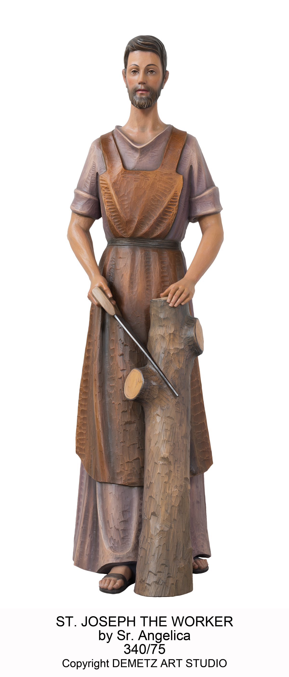 Statue St.Joseph The Worker By Sr.Angelica 48" Linden Wood