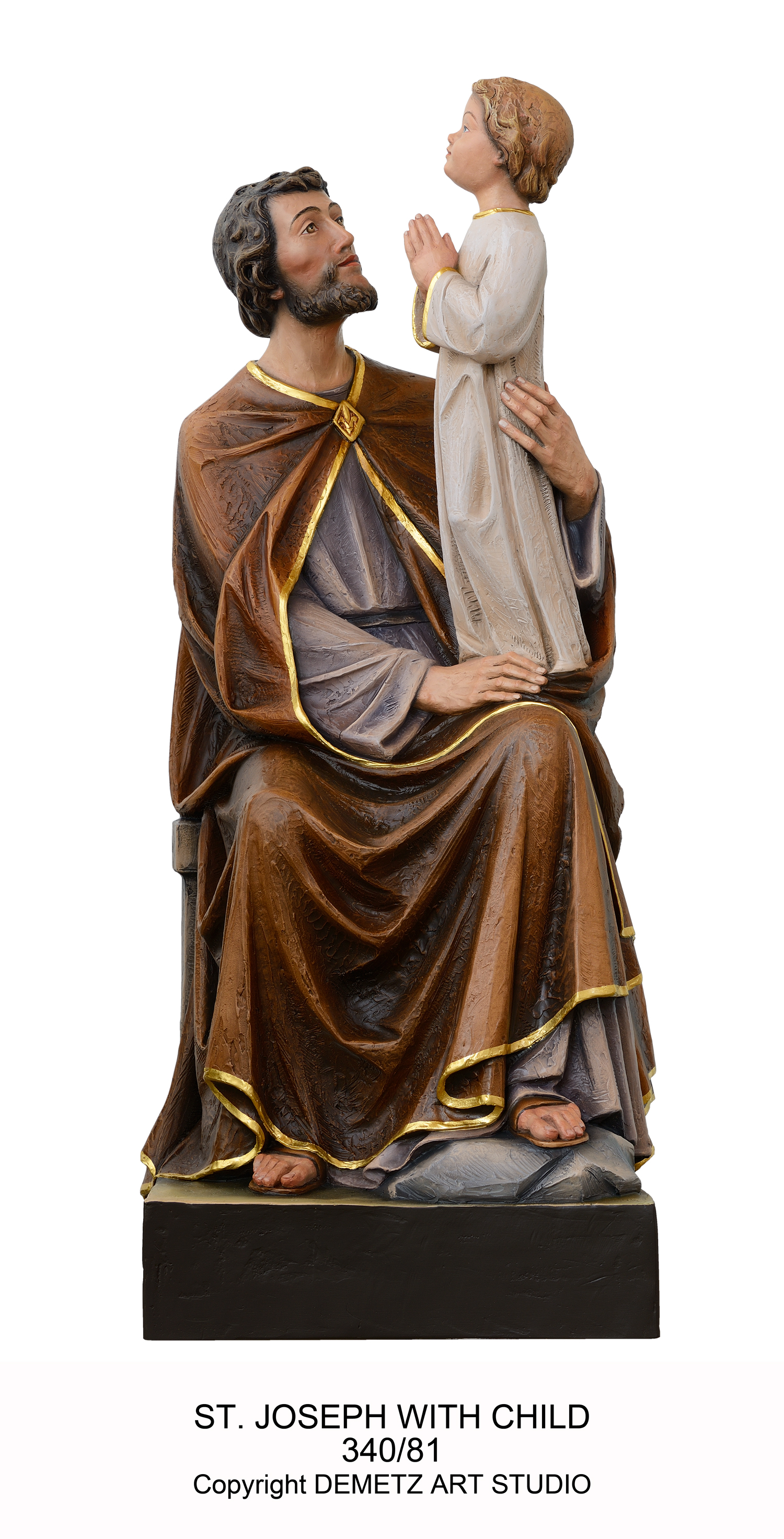 Statue St. Joseph Sitting With Child 48" Fiberglass