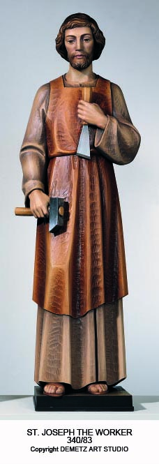 Statue St. Joseph The Worker 60" Linden Wood