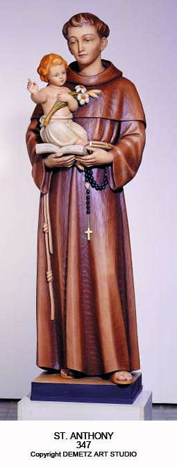 Statue St. Anthony With Child 36" Linden Wood