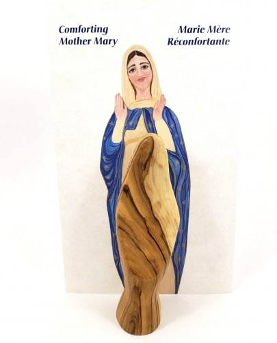 Statue Comforting Mary 4 Inch Olive Wood Palm Statue