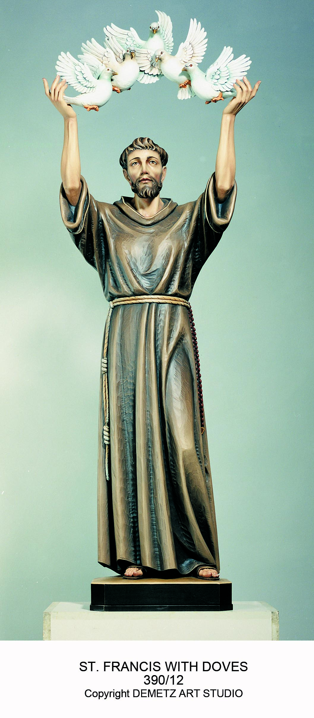 Statue St. Francis Of Assisi With Arch Of Doves 48" Fiberglass
