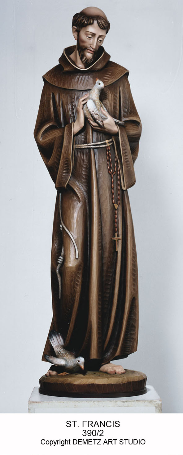 Statue St. Francis Of Assisi 48" Linden Wood