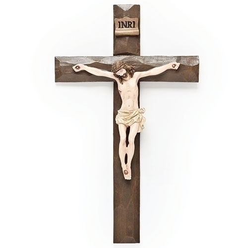 Crucifix Wall 12" Textured Driftwood