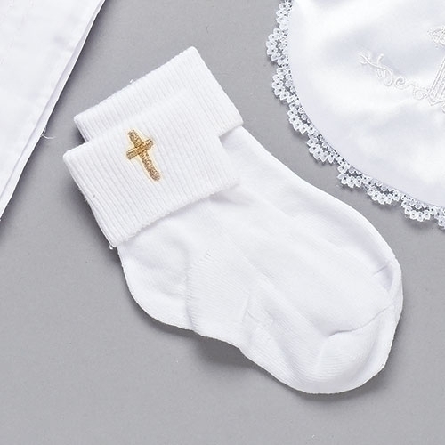 Baptism 4" Socks with Cross