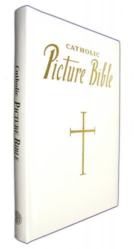 Catholic Picture Bible Padded Leather White