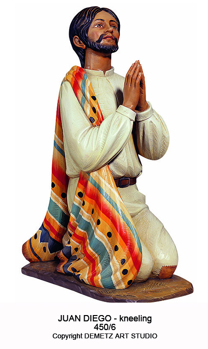 Statue Juan Diego - Kneeling 22" Linden Wood