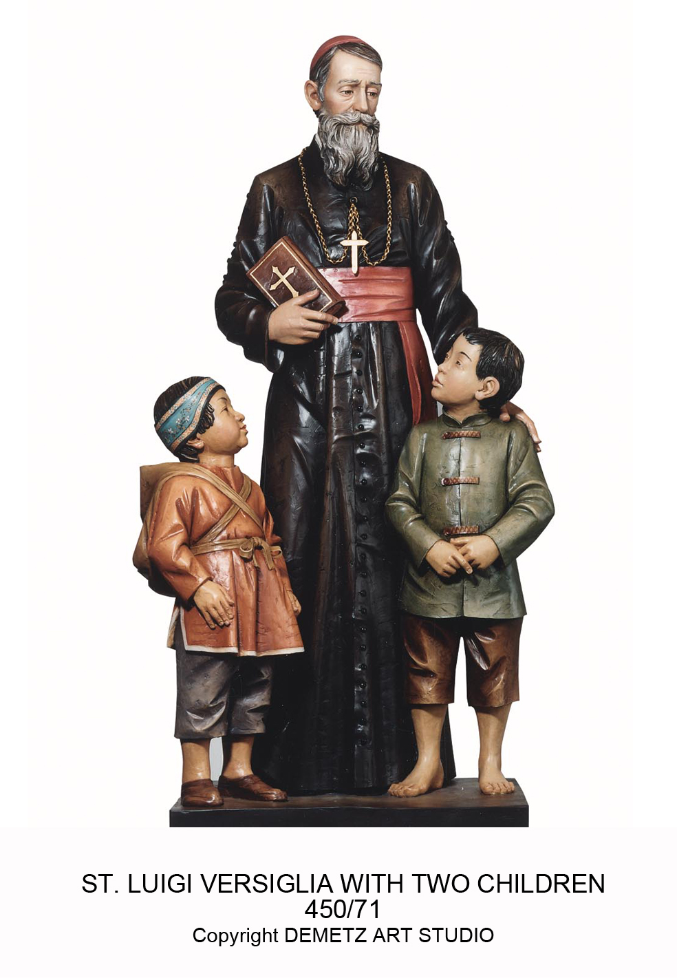 Statue St. Louis Versiglia With Two Children 52" Fiberglass