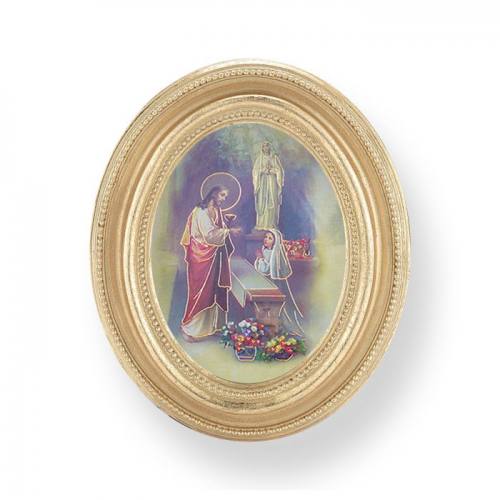 Print First Communion Girl Gold Framed Round