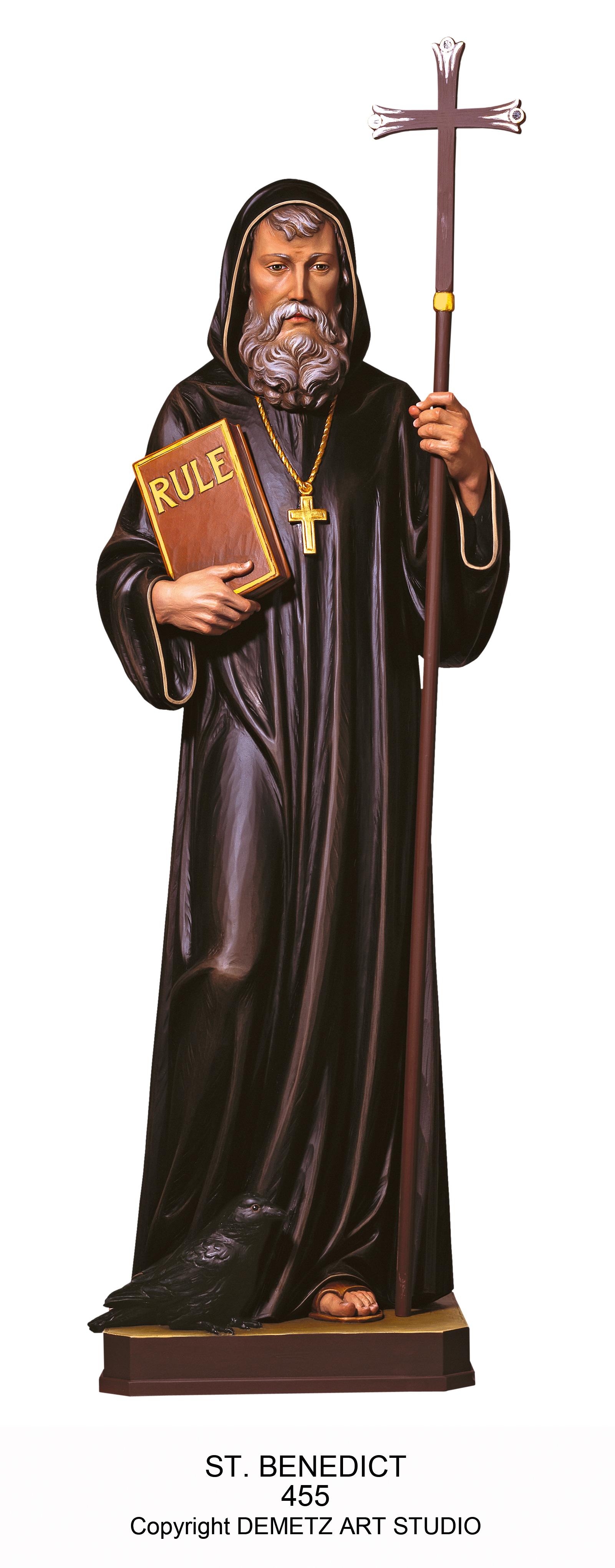 Statue St. Benedict 36" Linden Wood