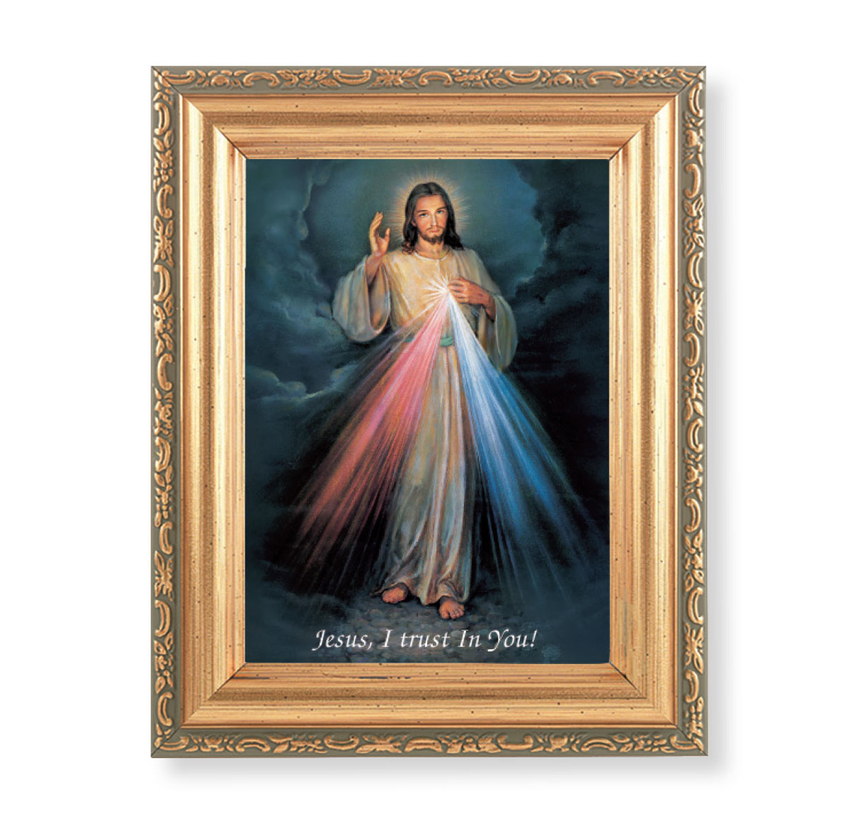 Print Divine Mercy 4.5 x 6.5 inch Gold Framed