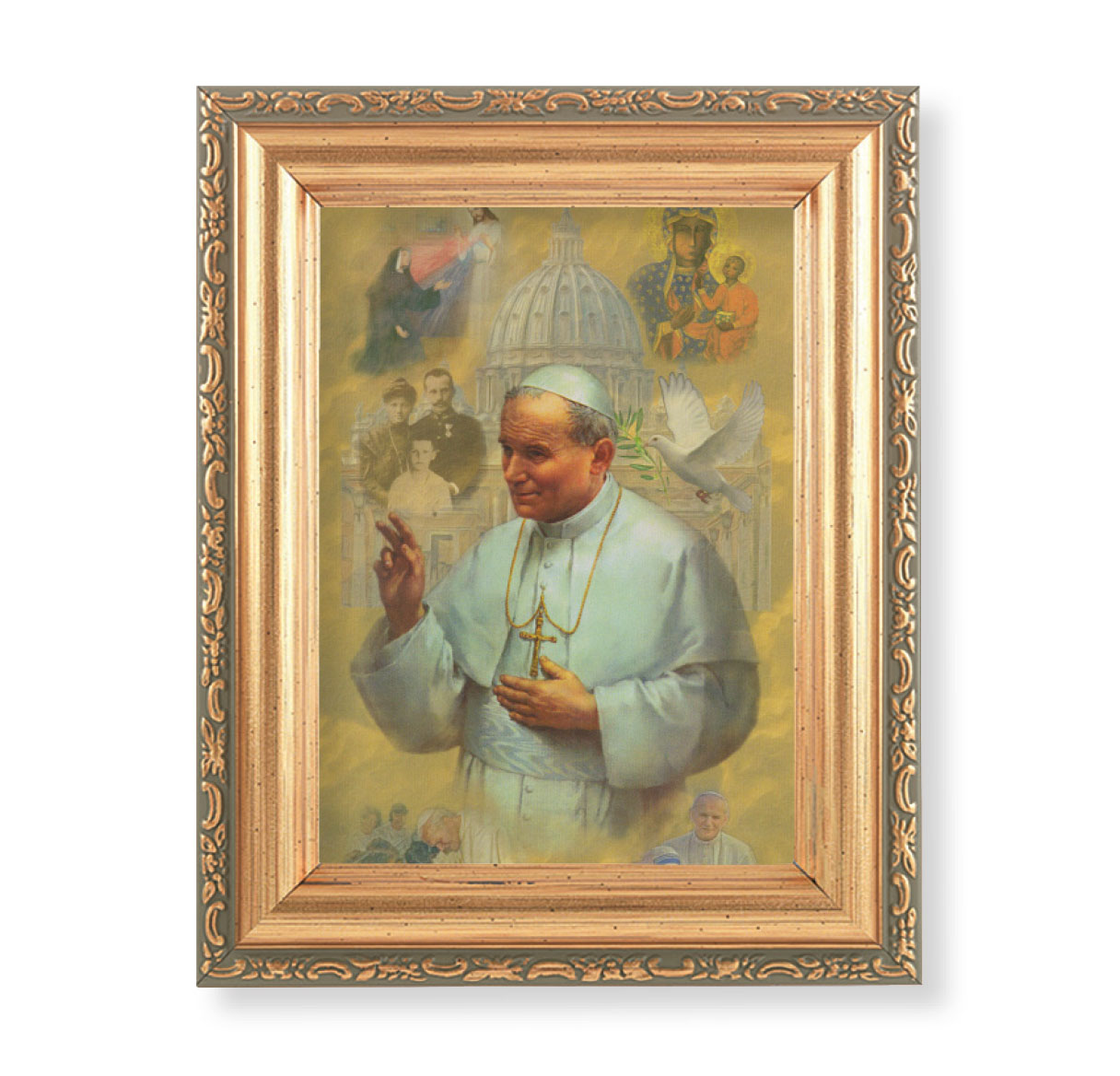 Print St. John Paul II 4.5 x 6.5 inch Gold Framed