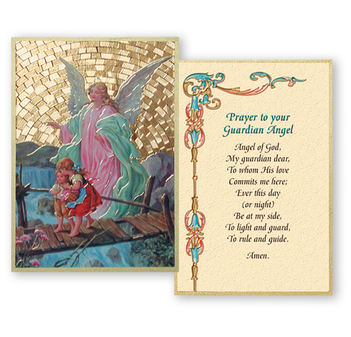 Plaque Guardian Angel Crossing Bridge 4 x 6 inch Mosaic