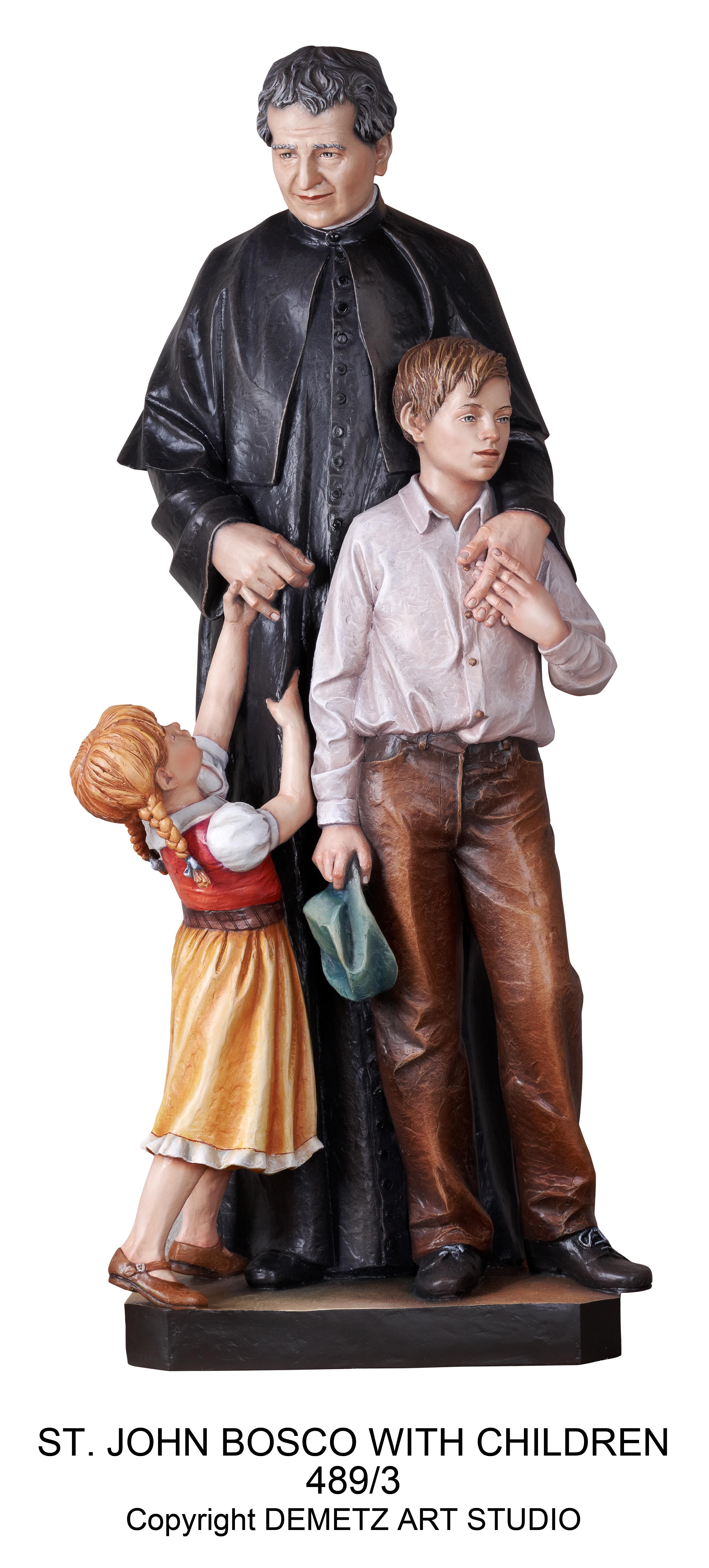 Statue St. John Bosco With Children 16" Fiberglass