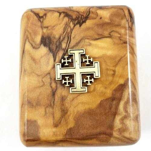 Rosary Box Olive Wood Jerusalem Cross