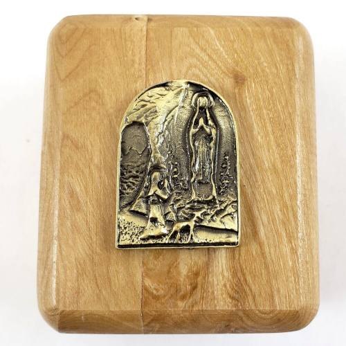Rosary Box Olive Wood Mary Our Lady of Lourdes