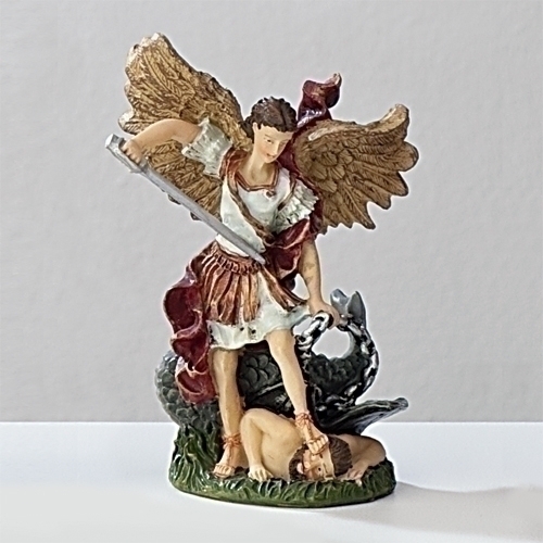 Statue St. Michael Archangel 3.5 inch Resin Painted Boxed