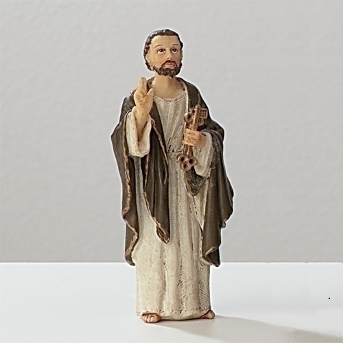 Statue St. Peter Apostle 3.5 inch Resin Painted Boxed