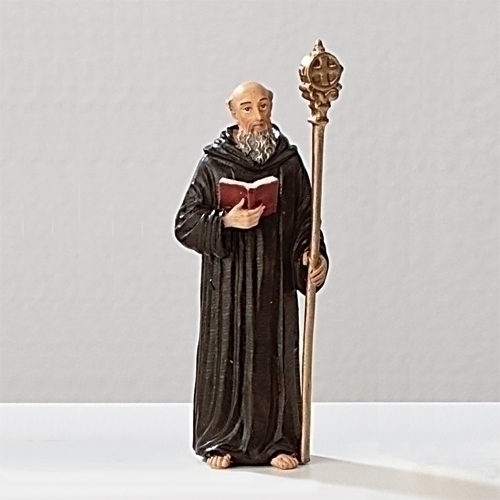 Statue St. Benedict Norcia 3.5 inch Resin Painted Boxed