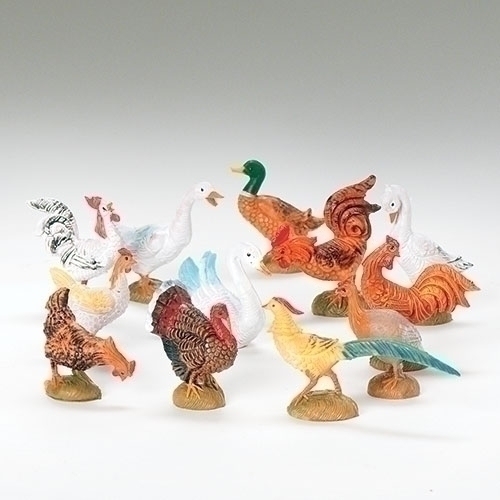 Fontanini 5" Scale Nativity Barnyard Birds 12 Pieces