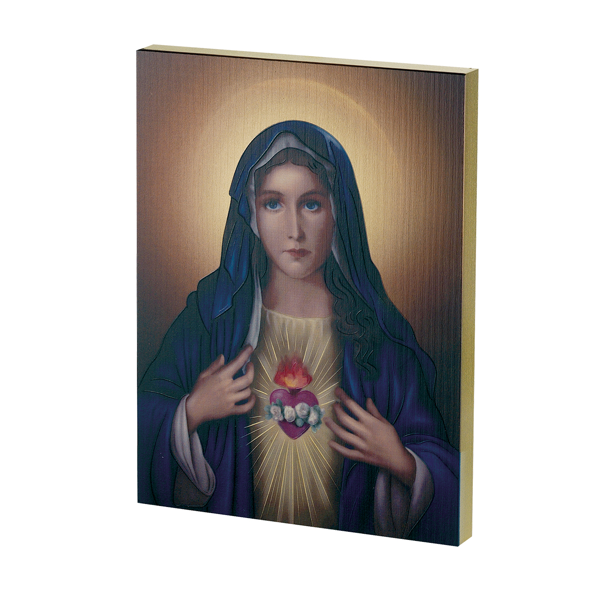 Plaque Immaculate Heart of Mary 8 x 10 inch Textured Wood
