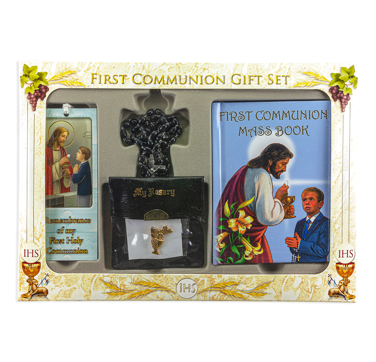 First Communion Gift Set 6 pc Black for Boys