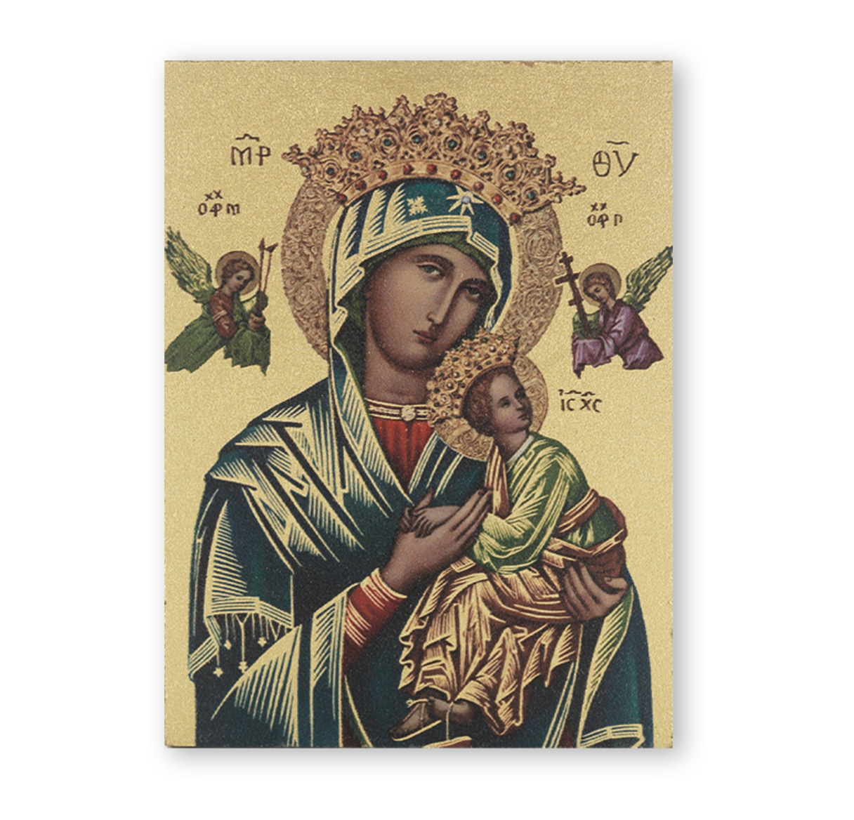 Plaque Our Lady of Perpetual Help 3 x 4 inch Textured Wood