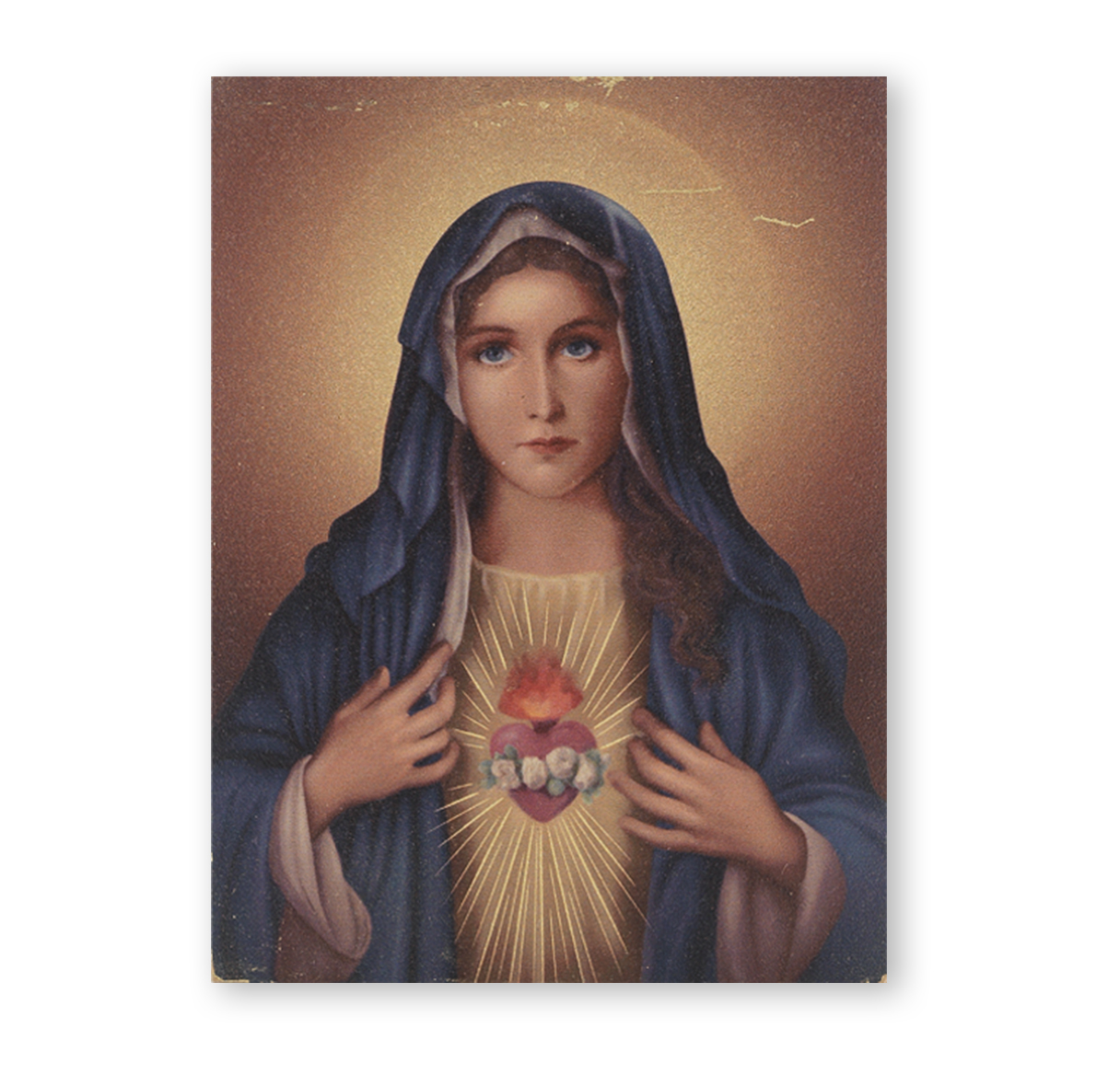 Plaque Immaculate Heart of Mary 3 x 4 inch Textured Wood