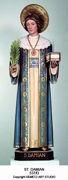 Statue St. Damian 36" Linden Wood