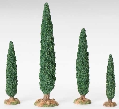 Fontanini 5" Scale Village Cypress Trees 4 Piece Set
