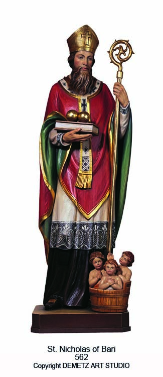 Statue St. Nicholas Of  Bari 30" Linden Wood