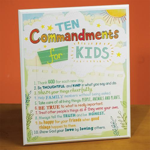Wall Plaque "10 Commandments for Kids" Graphic Image