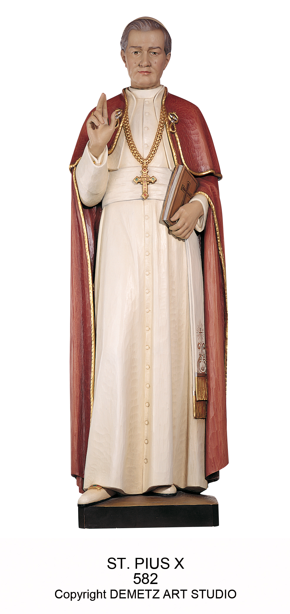 Statue St. Pius X 60" Linden Wood