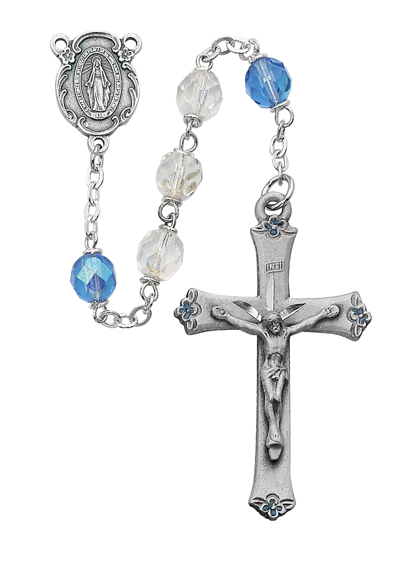 Blue and Aurora Glass Rosary
