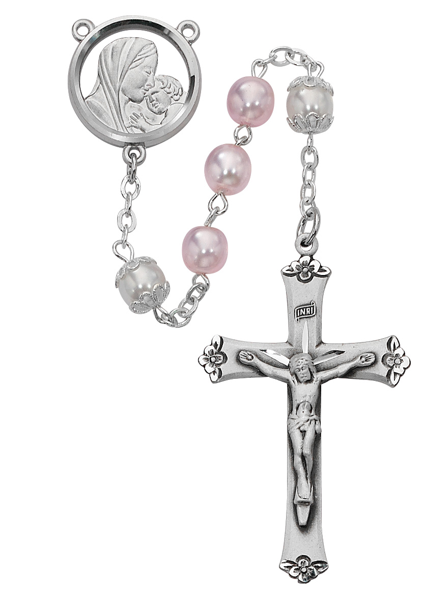 Mother and Child Pink and White Rosary