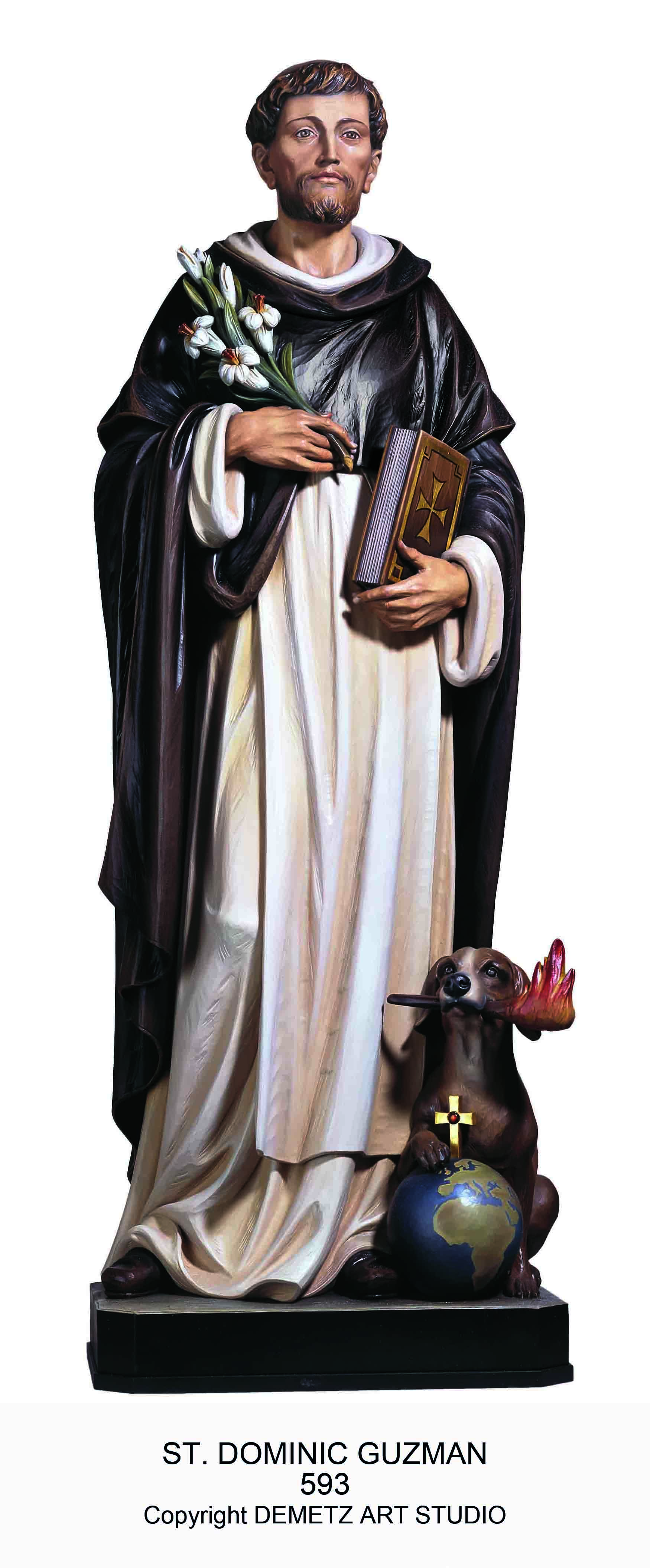 Statue St. Dominic Guzman 48" Linden Wood