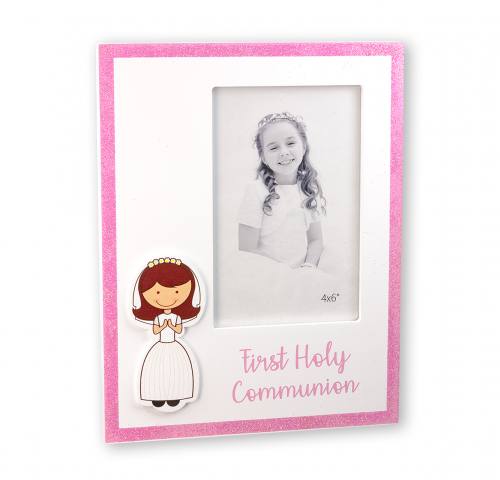 Frame First Communion Glitter Girl Wood