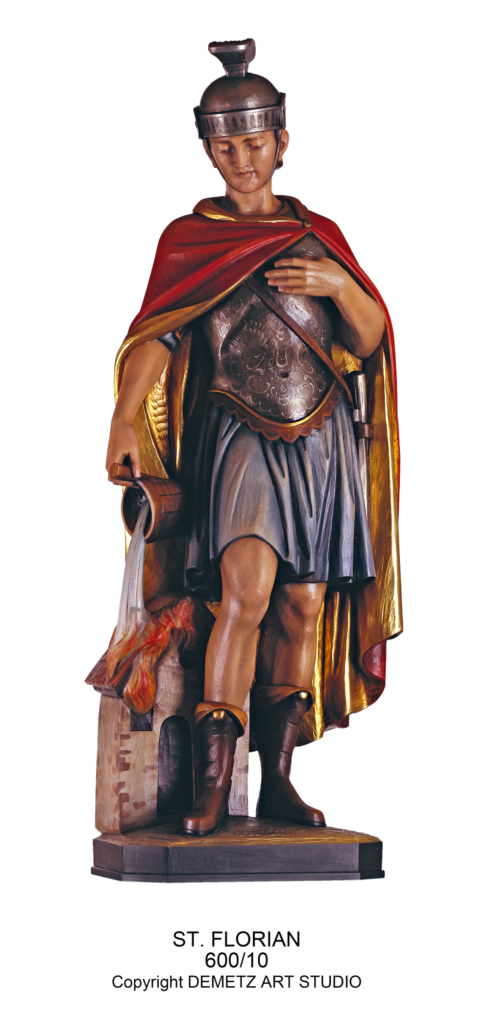 Statue St. Florian - Patron Saint Fire Fighters 36" Linden Wood